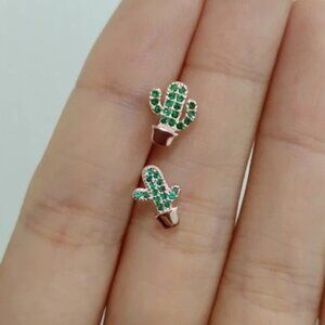 Asymmetrical cactus rose gold stud earrings